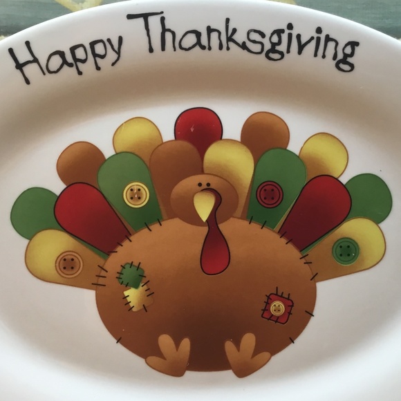 Adorable Ceramic Turkey Platter 15.5” x 11” Gobble Gobble ~ Thankgiving - Picture 3 of 7